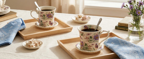 Floral Latte Cup and Saucer - Set of 1