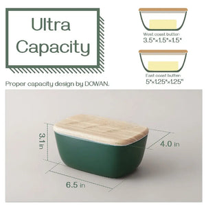 Ceramic Butter Dish with Cover - Dark Green.