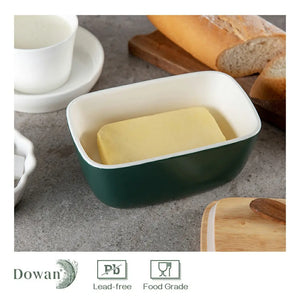 Ceramic Butter Dish with Cover - Dark Green.