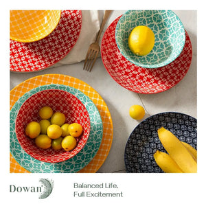 Ceramic Plate and Bowl Set - Set of 12