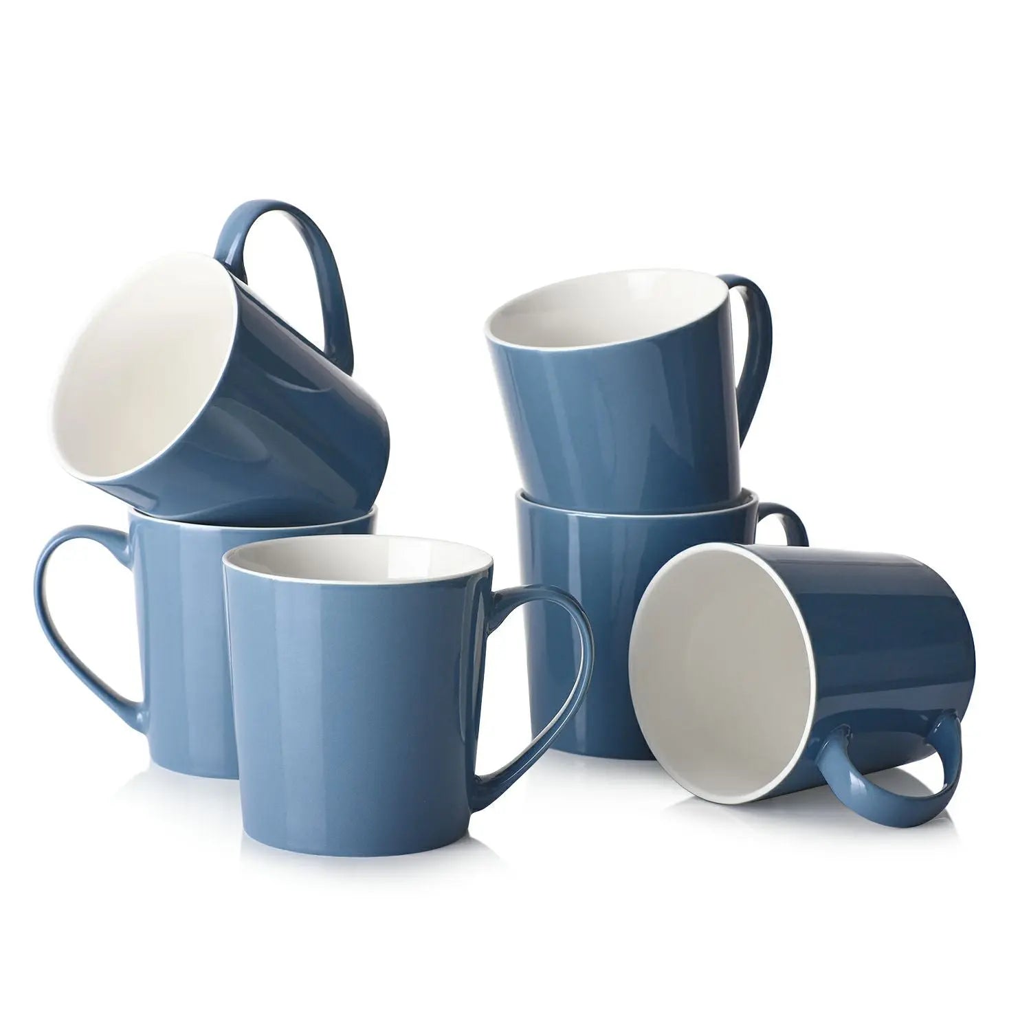 Bruntmor Blue 18 Oz Coffee Mug Set of 6 - Gradient Porcelain