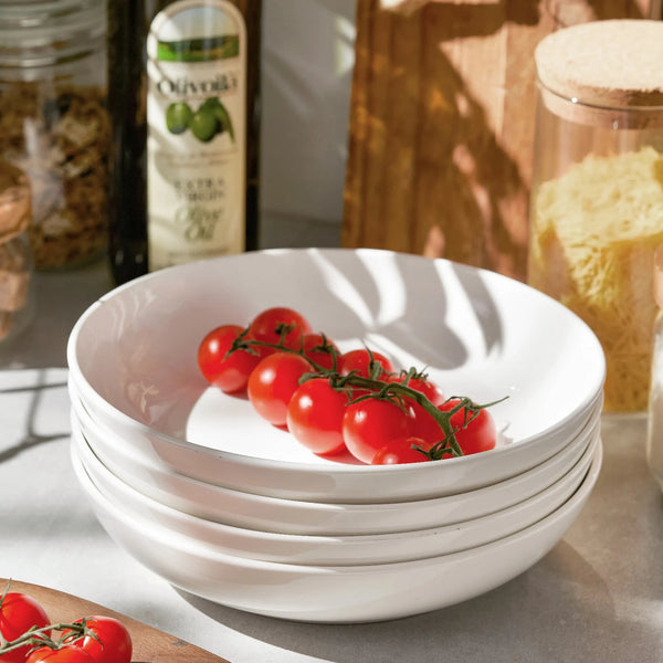 Wedding White Porcelain Pasta Serving Bowls - Set of 4