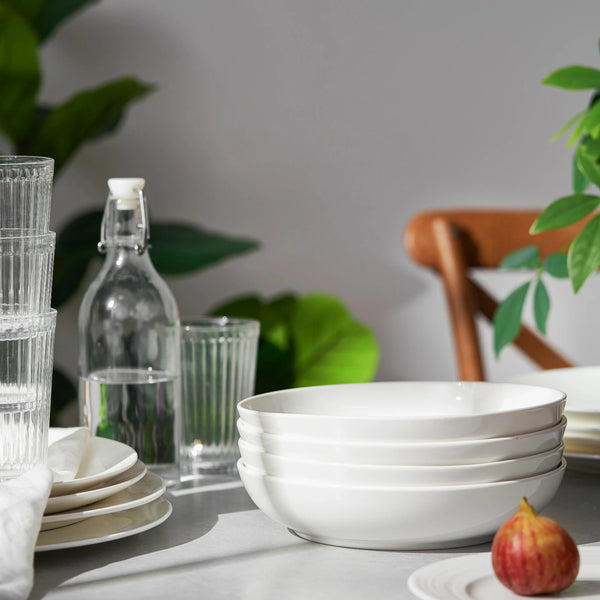 Wedding White Porcelain Pasta Serving Bowls - Set of 4
