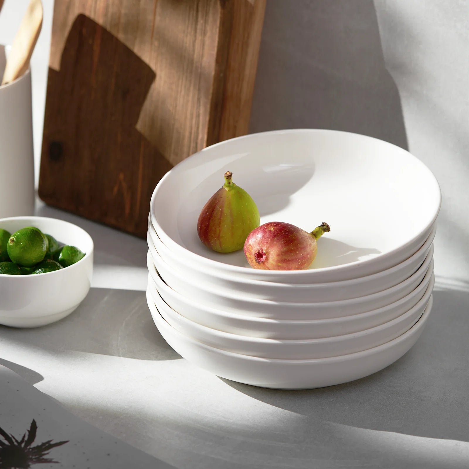 Wedding White Porcelain Shallow Pasta Bowls - Set of 6 - Thumbnail 2