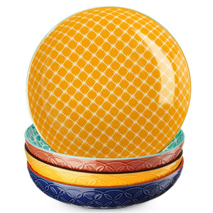 Vibrant Ceramic Pasta Bowls - Set of 4