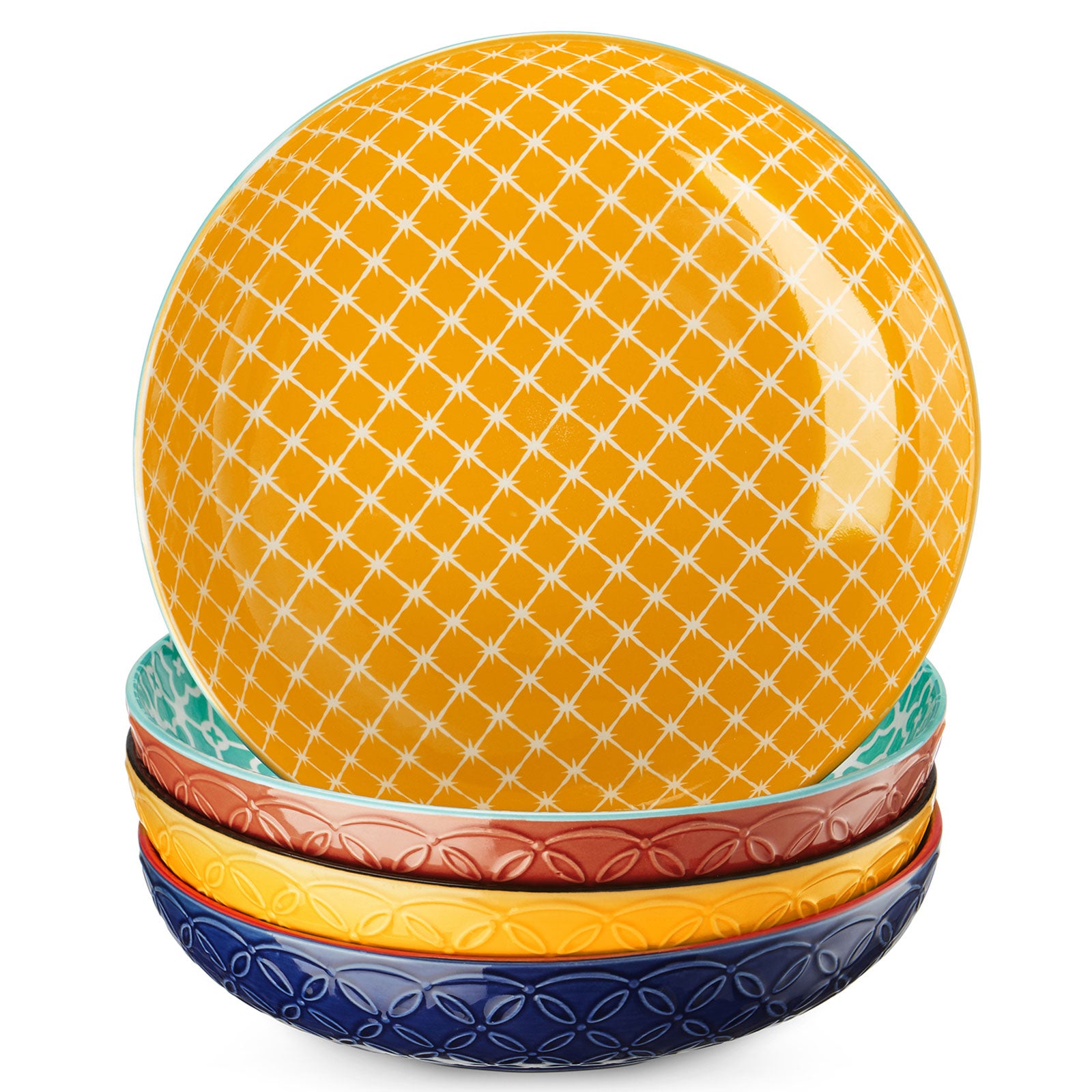 Vibrant Ceramic Pasta Bowls - Set of 4