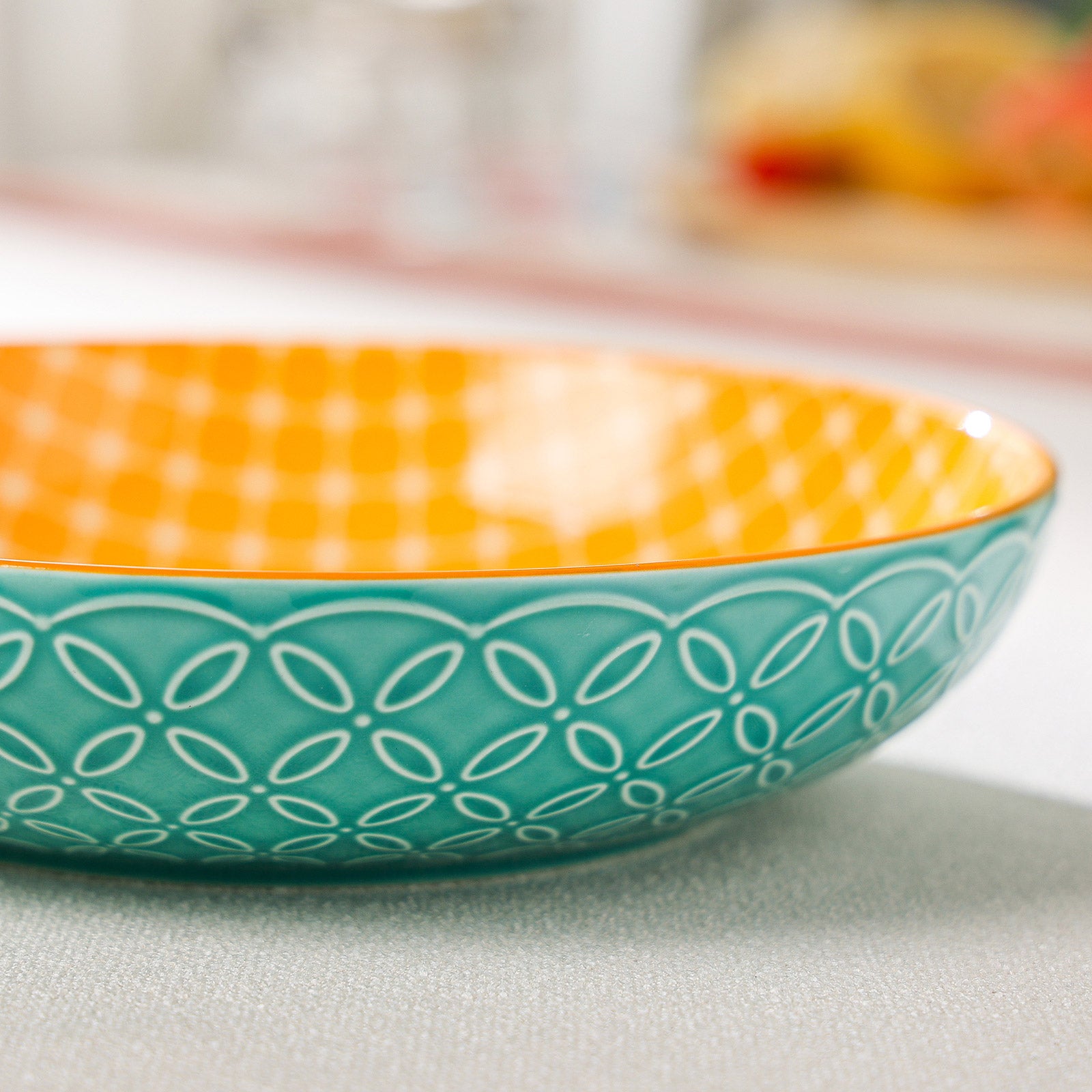 Vibrant Ceramic Pasta Bowls - Set of 4