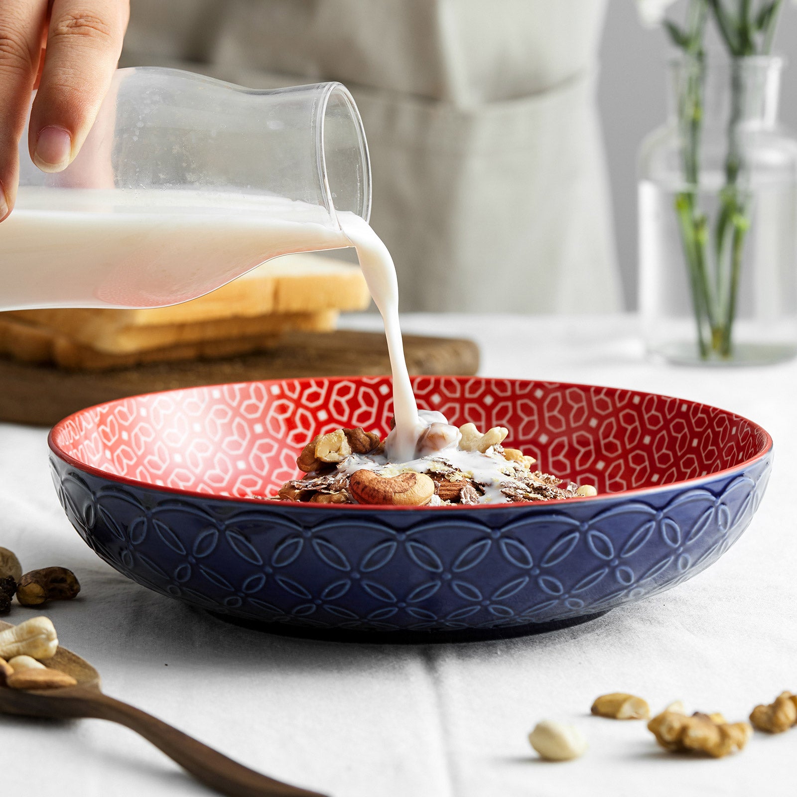 Vibrant Ceramic Pasta Bowls - Set of 4
