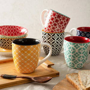 Vibrant Ceramic Coffee Mugs - Set of 6