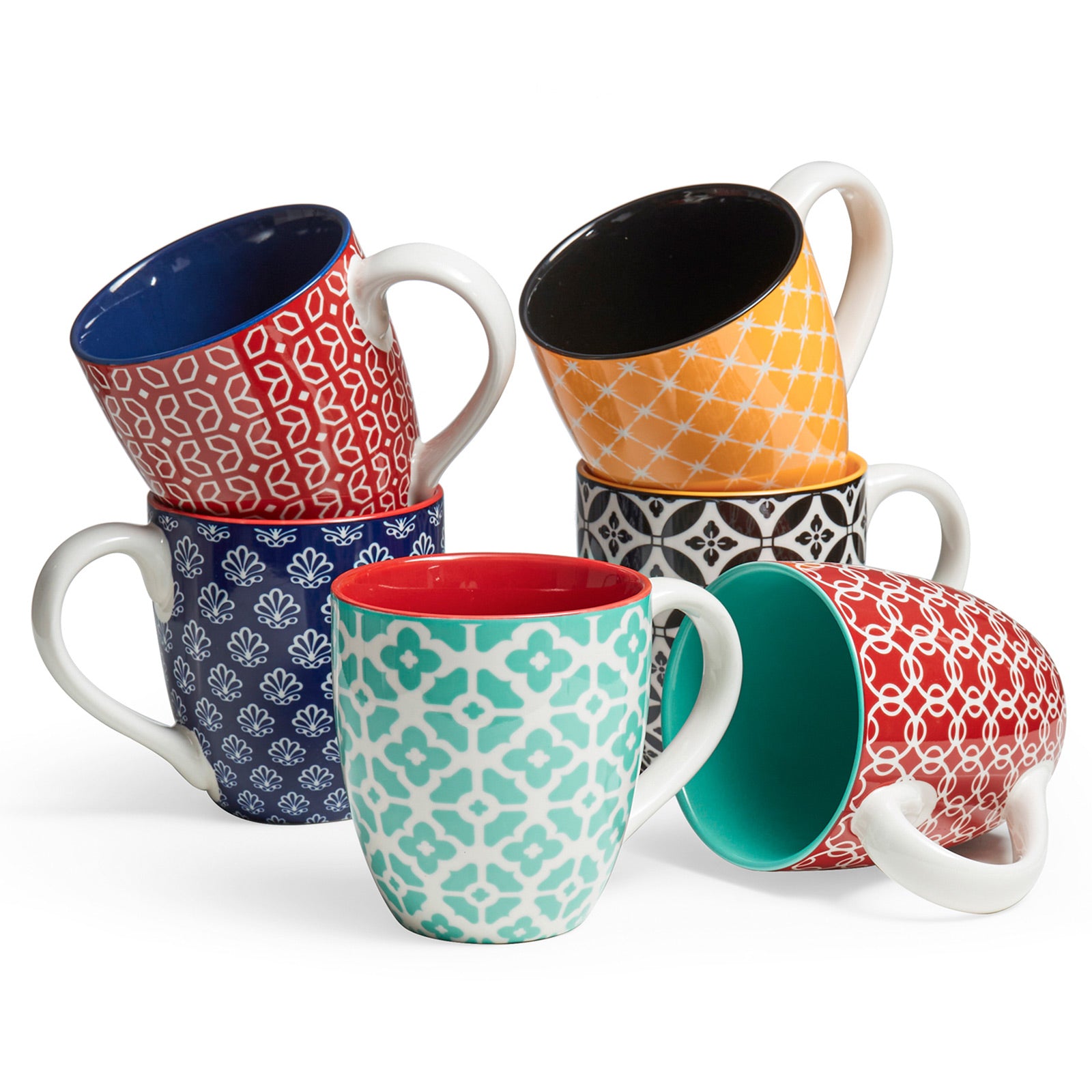 Vibrant Ceramic Coffee Mugs - Set of 6