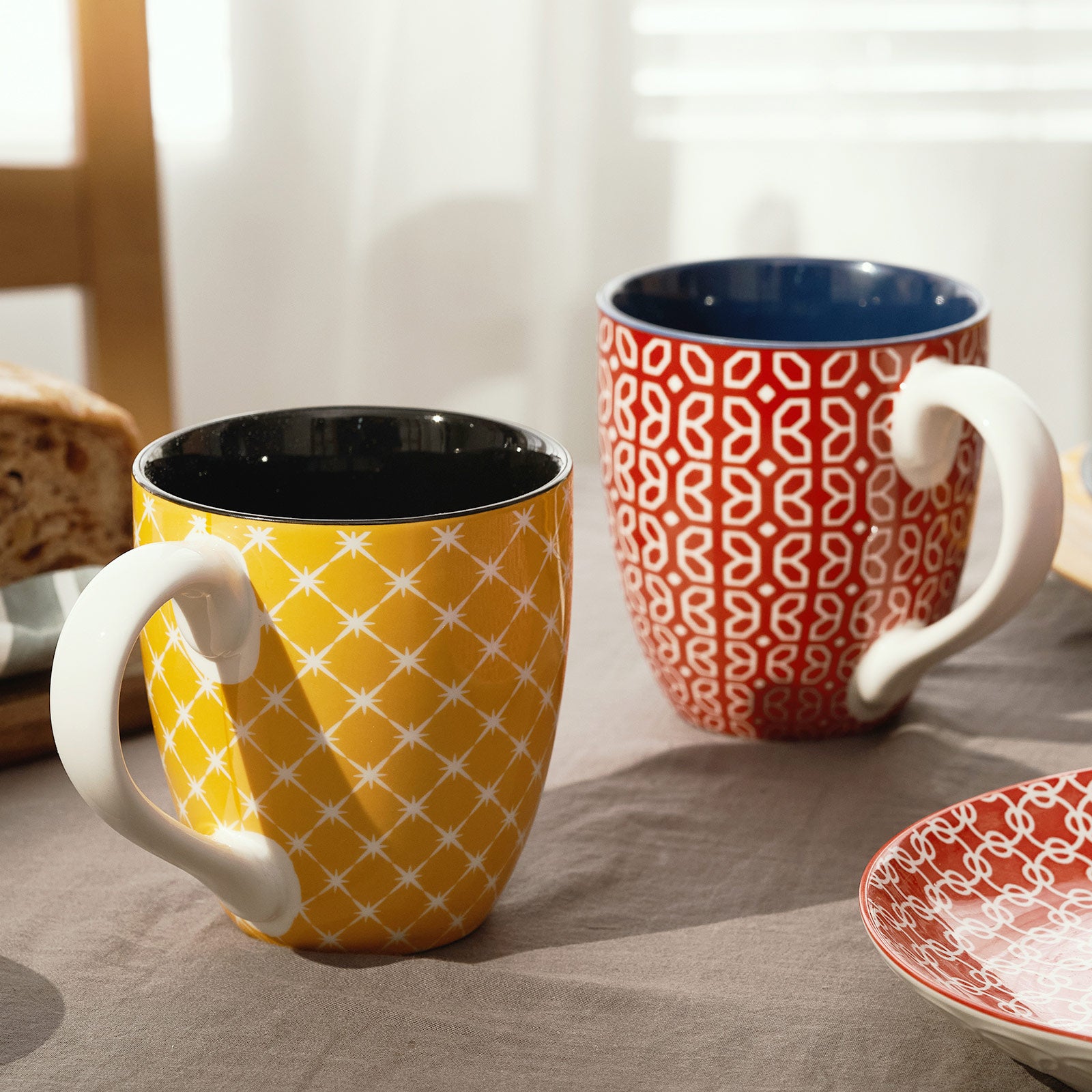 Vibrant Ceramic Coffee Mugs - Set of 6