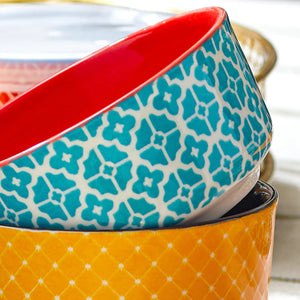 Vibrant Ceramic Dip Bowls with Lids - Set of 6