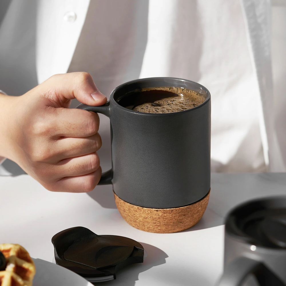 Porcelain Coffee Mugs with Cork Bottom - Set of 2