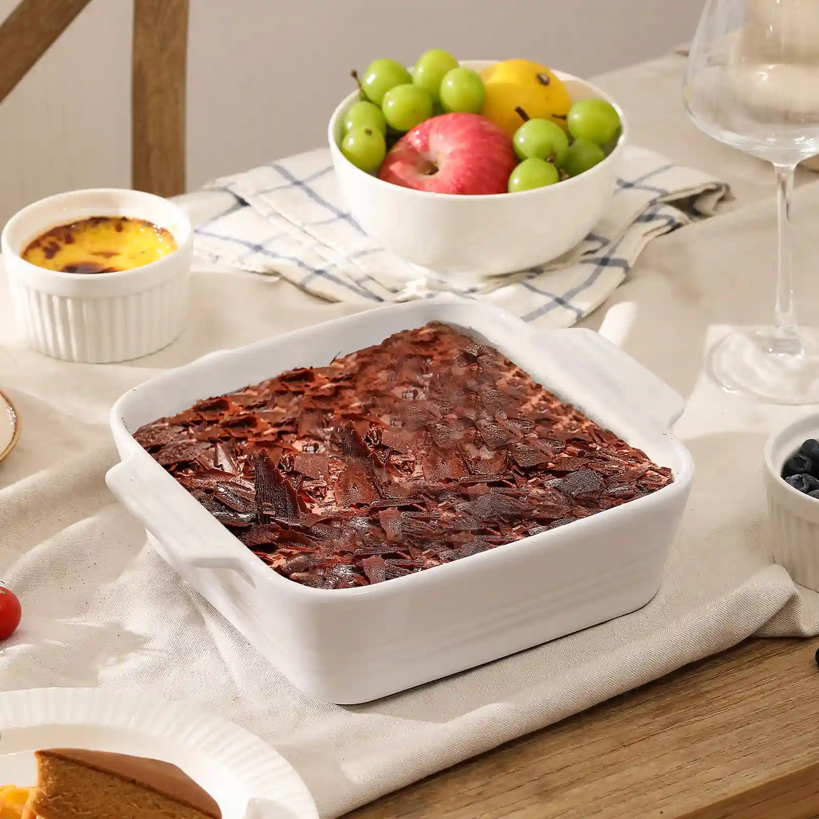 Wedding White Square Baking Dish - Set of 1 - Thumbnail 3