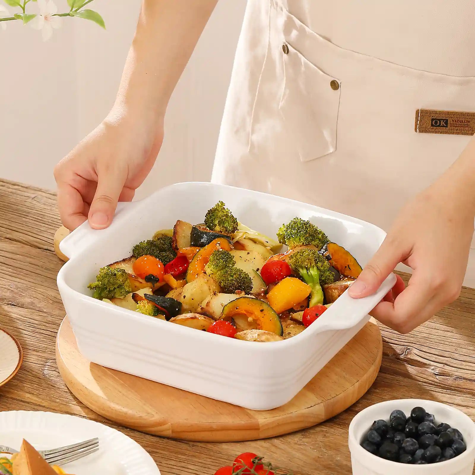 Wedding White Square Baking Dish - Set of 1 - Thumbnail 4