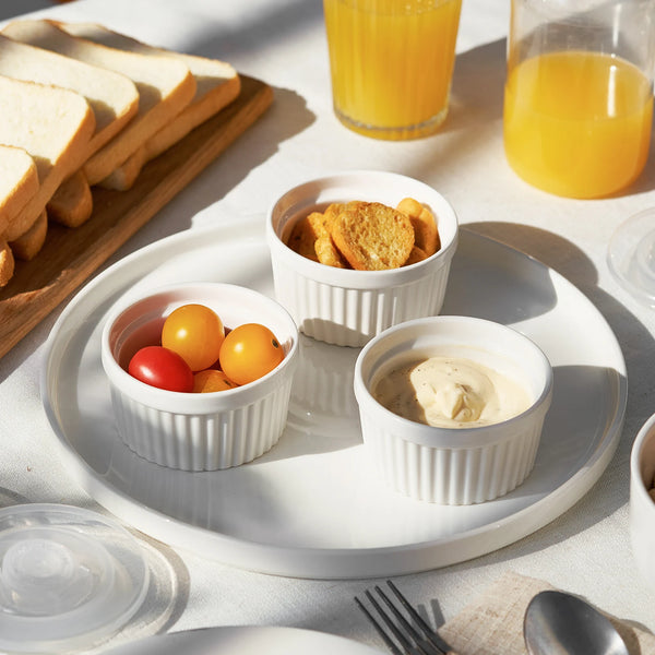 Wedding White Porcelain Covered Ramekins, Multi-Size - Set of 6