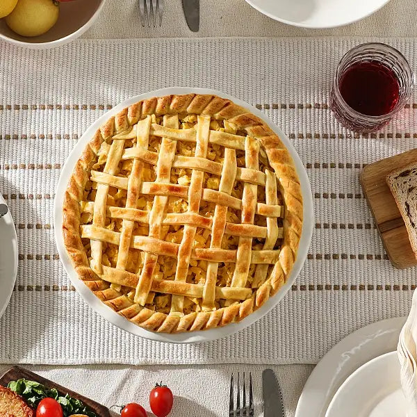 Wedding White Porcelain Pie Dish - Set of 1 - Thumbnail 2