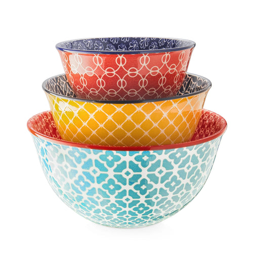 Vibrant Ceramic Mixing Bowls - Set of 3