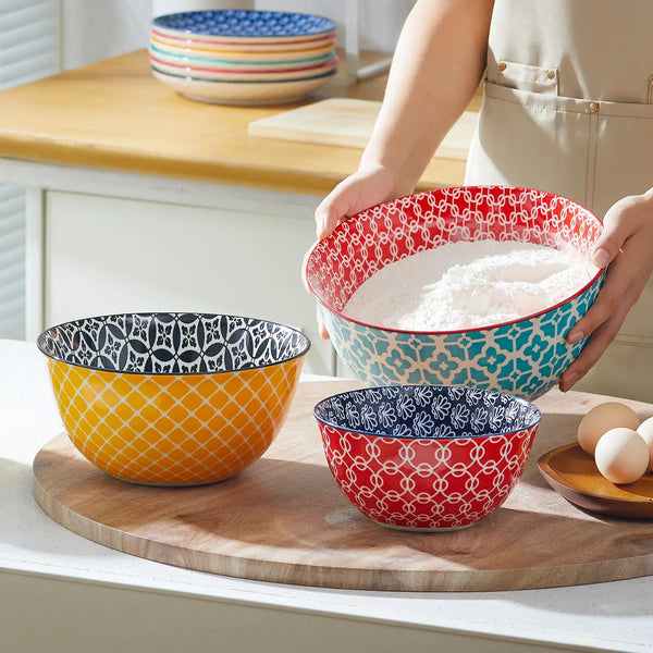 Vibrant Ceramic Mixing Bowls - Set of 3