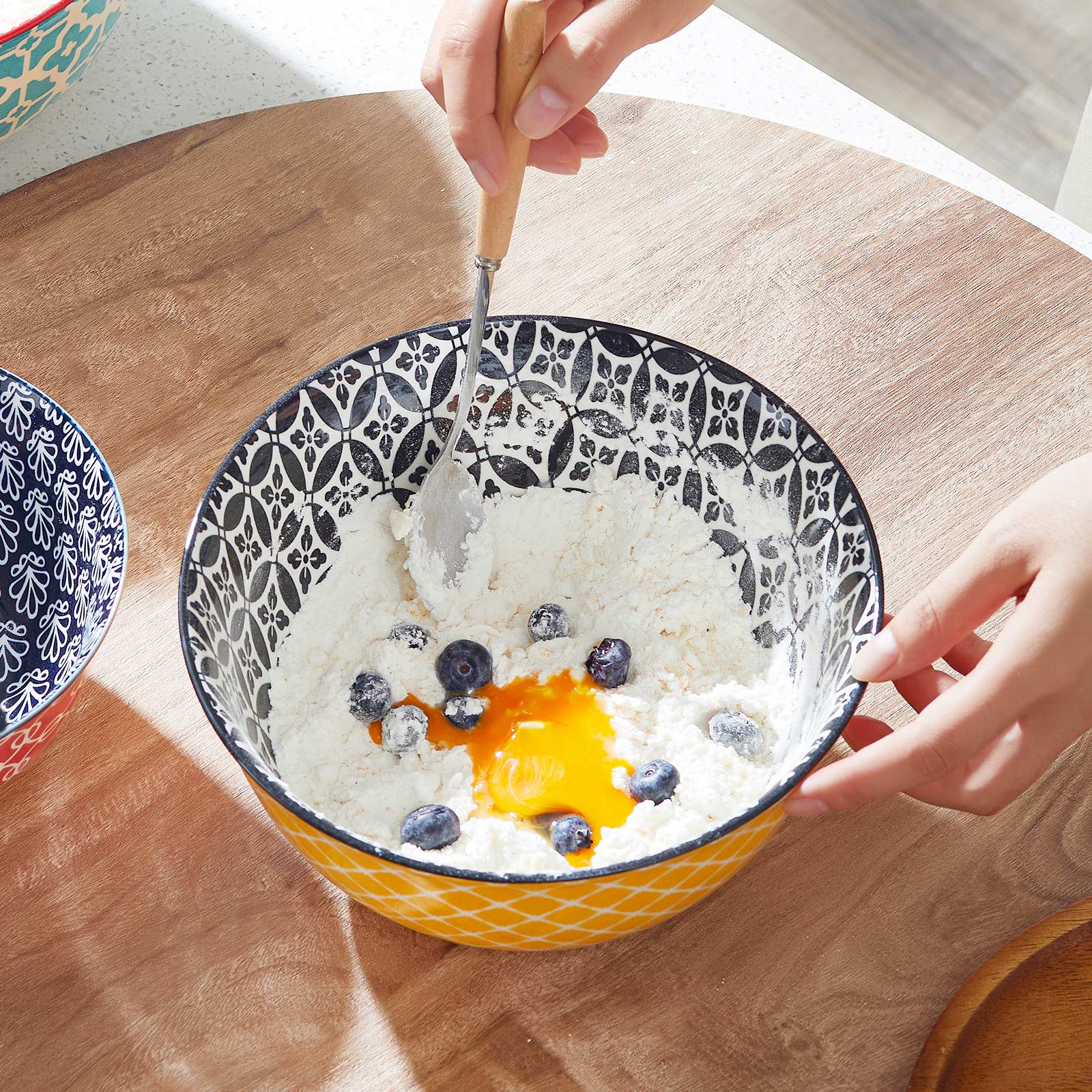 Vibrant Ceramic Mixing Bowls - Set of 3