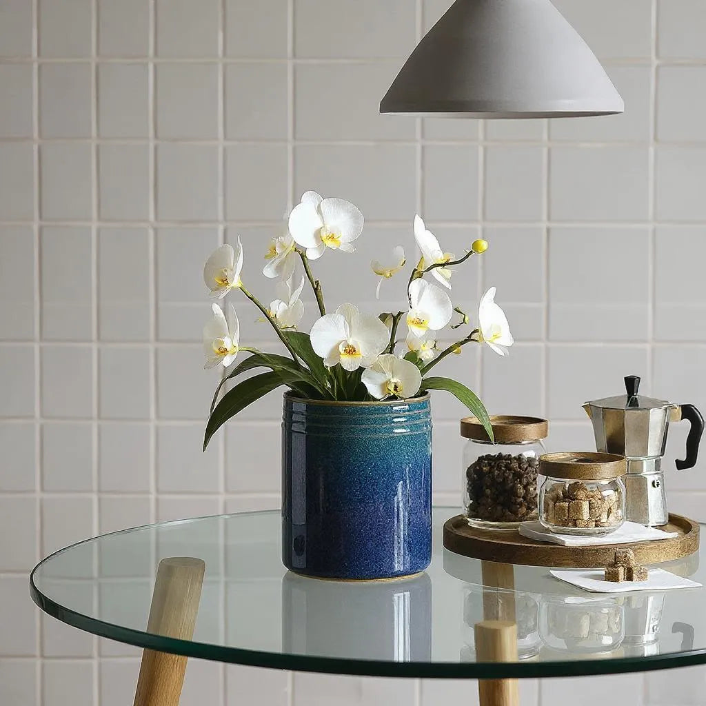 Navy Blue Stoneware Utensil Crock - Set of 1 - Thumbnail 2