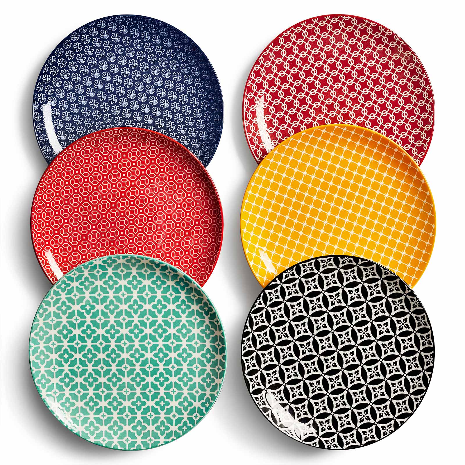 Vibrant Ceramic Salad Plates - Set of 6