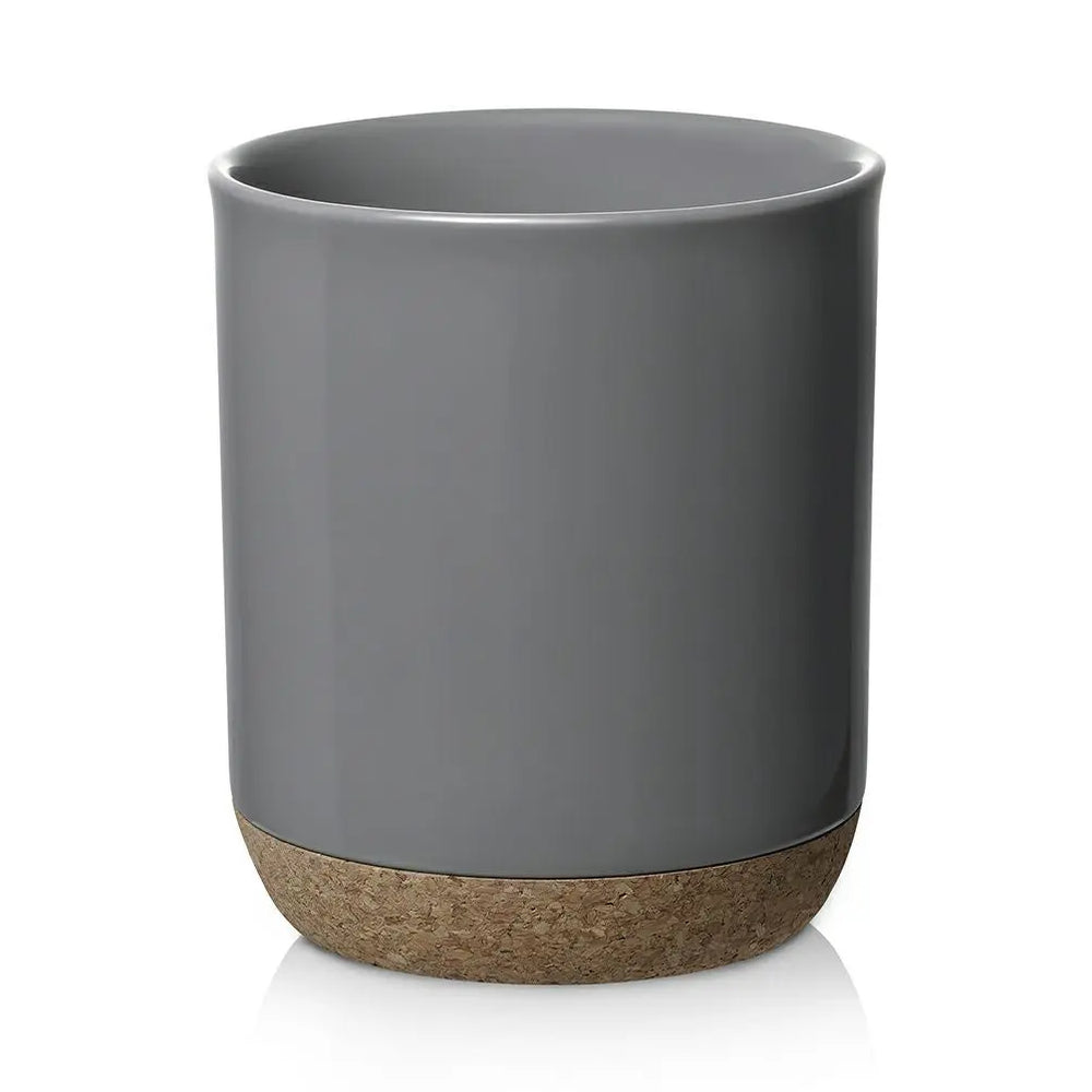 Kitchen Large Ceramic Utensil Holder Crock - 7.2 Inches Grey.