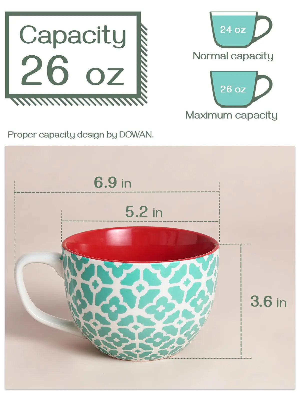 DOWAN Coffee Mug, 24 oz Large Coffee Mug with Coaster for Coffee