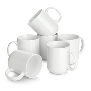 Juego de 6 tazas de café blancas grandes