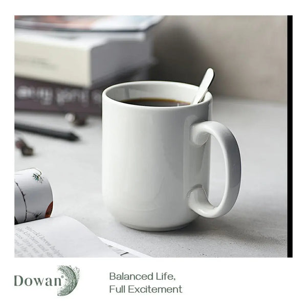 Juego de 6 tazas de café blancas grandes
