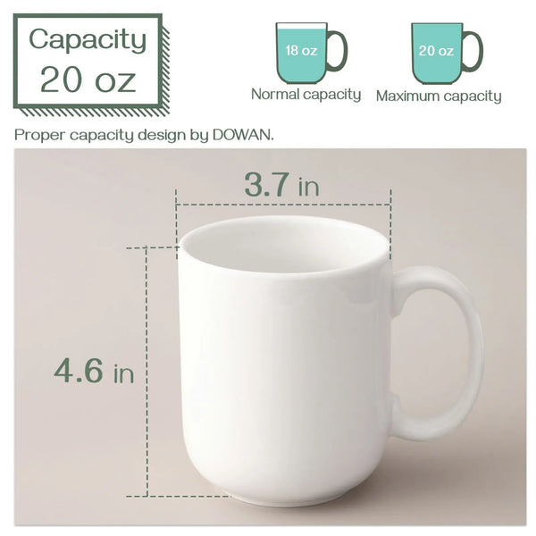 Juego de 6 tazas de café blancas grandes