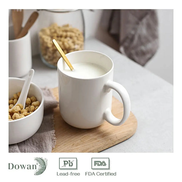 Juego de 6 tazas de café blancas grandes