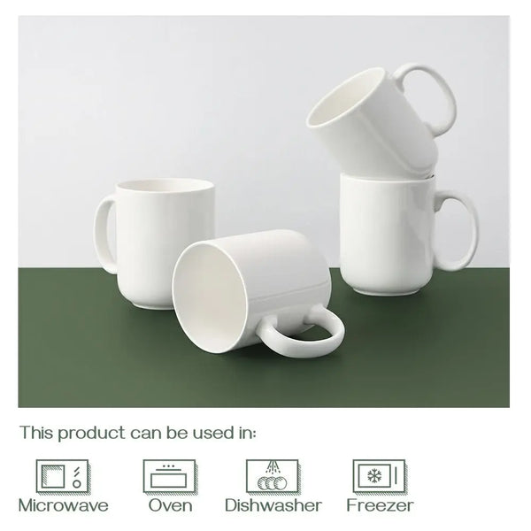 Juego de 6 tazas de café blancas grandes