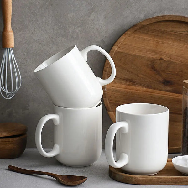 Juego de 6 tazas de café blancas grandes