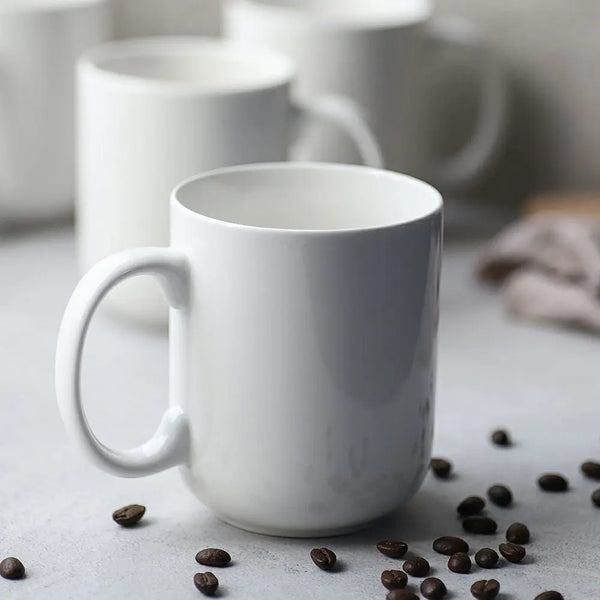 Juego de 6 tazas de café blancas grandes