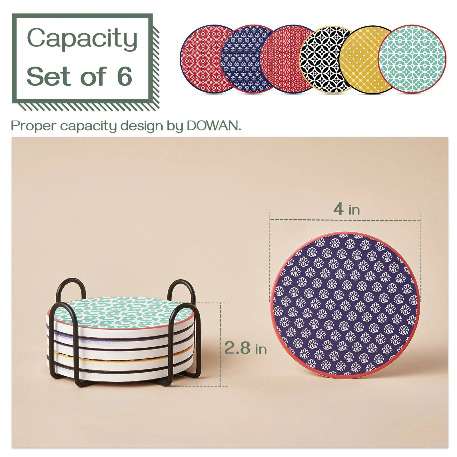 Vibrant Joy Ceramic Coasters - Set of 6