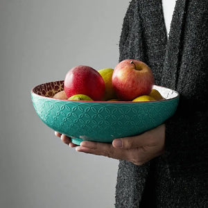 Vibrant Joy Ceramic Large Serving Salad Pasta Bowl  - Set of 2