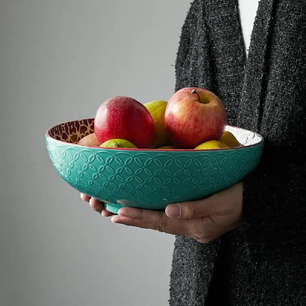 Vibrant Joy Ceramic Large Serving Salad Pasta Bowl  - Set of 2