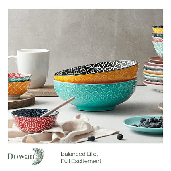 Vibrant Joy Ceramic Large Serving Salad Pasta Bowl  - Set of 2