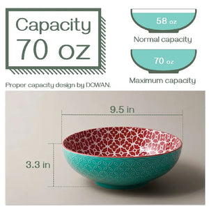Vibrant Joy Ceramic Large Serving Salad Pasta Bowl  - Set of 2