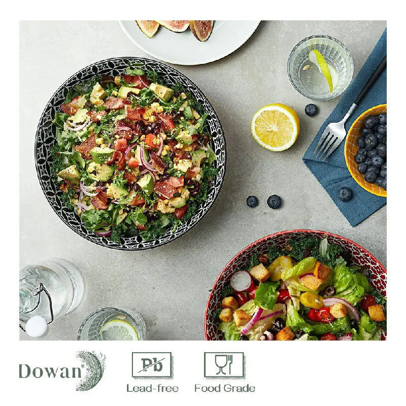 Vibrant Joy Ceramic Large Serving Salad Pasta Bowl  - Set of 2