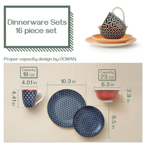 Vibrant Joy Colorful Ceramic Dinnerware Set - Set of 16