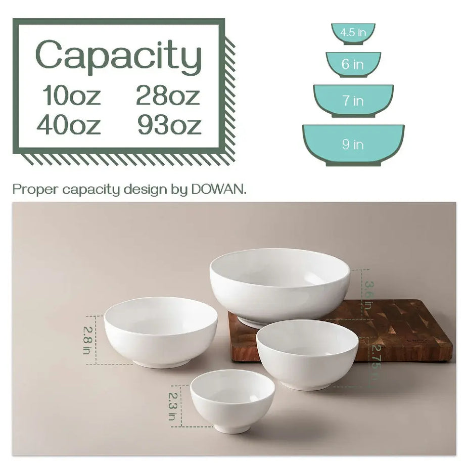 DOWAN Ceramic Bowl Set with Lids, Serving Bowls with Lids, Food Storage  Container, Porcelain Prep Bowl, Small Mixing Bowls for Kitchen, Microwave 