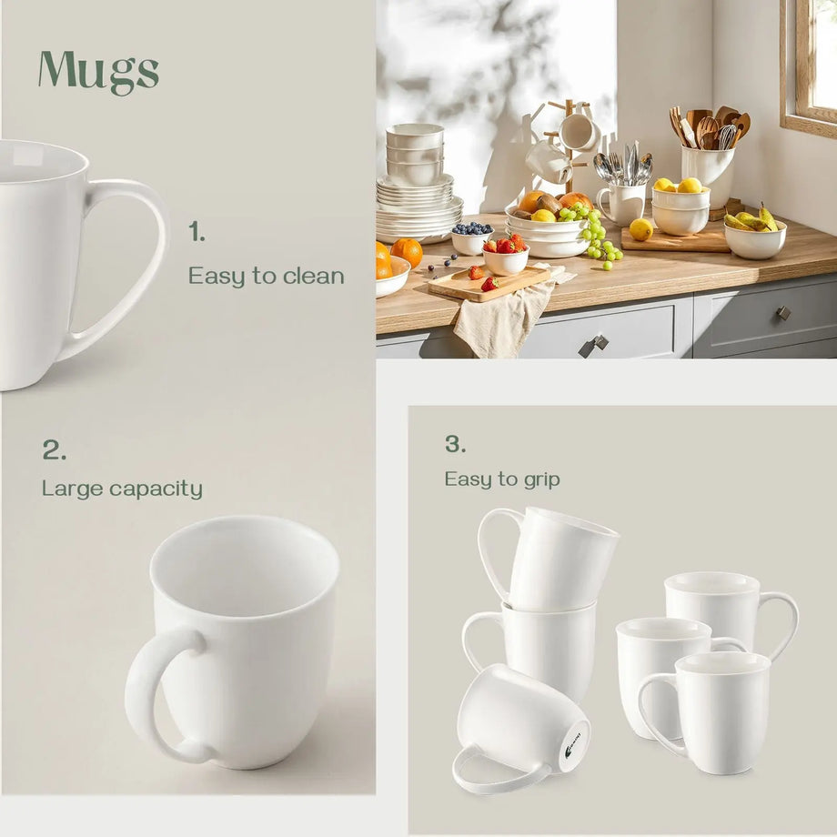 White Coffee Mug Set - Set of 2