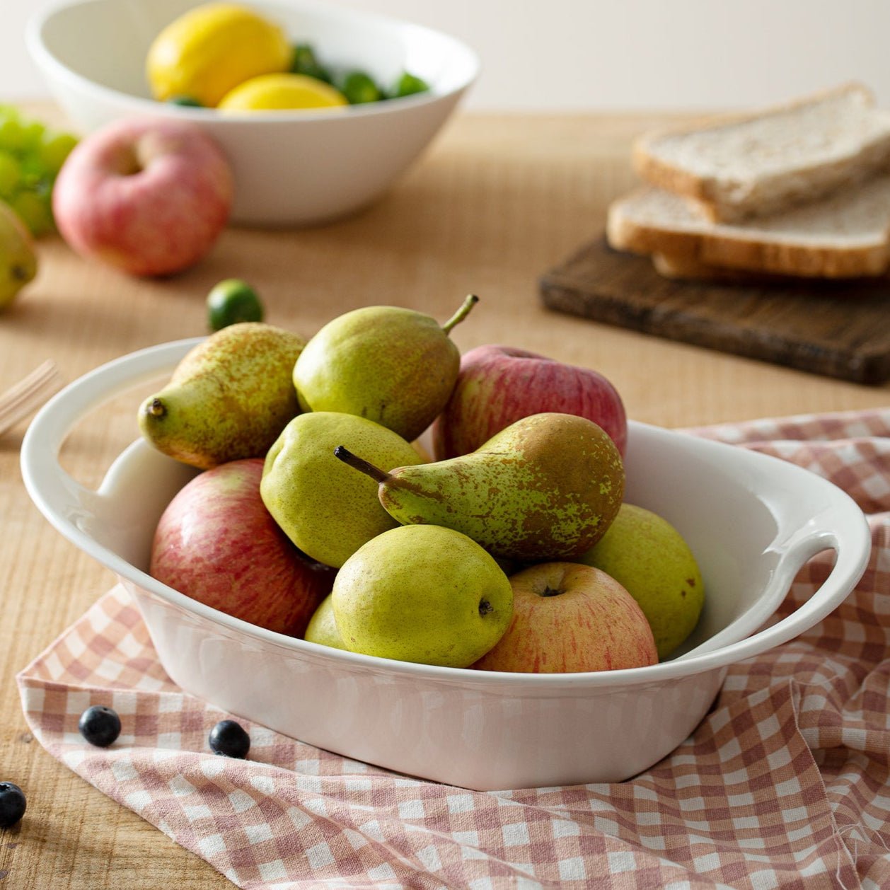 Wedding White Porcelain Serving Bowls with Handles - Set of 2 - Thumbnail 5