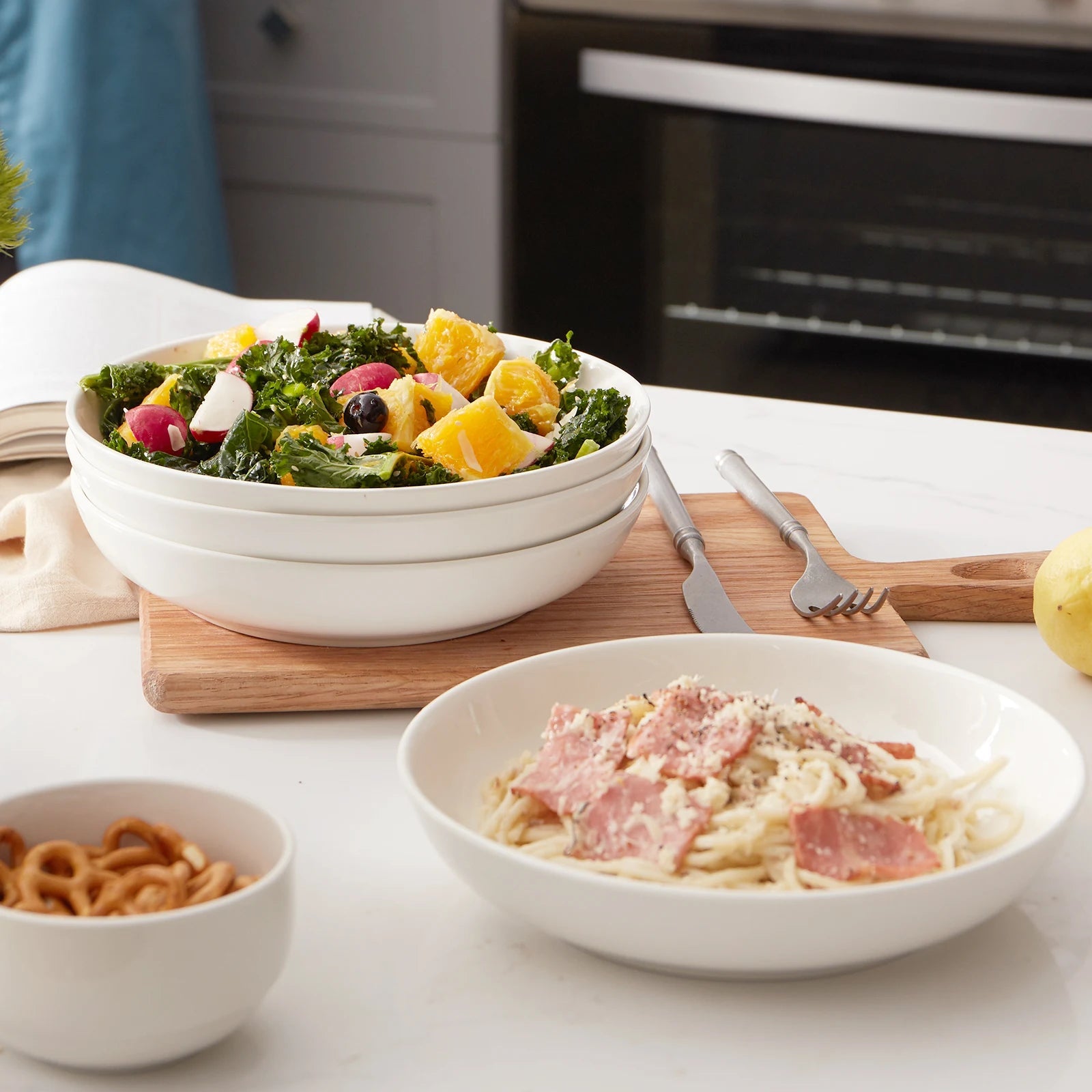 Wedding White Porcelain Shallow Pasta Bowls - Set of 6 - Thumbnail 3