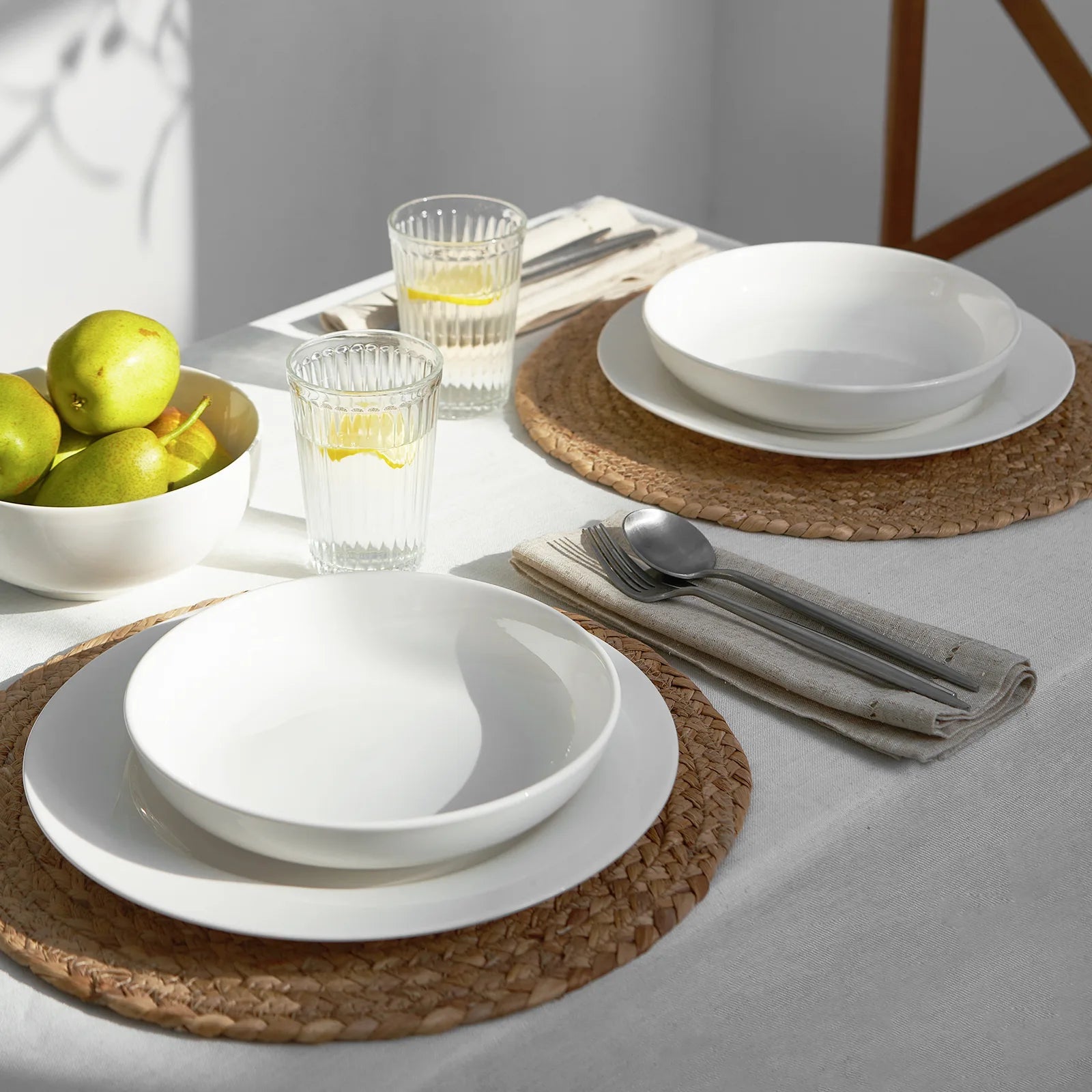 Wedding White Porcelain Shallow Pasta Bowls - Set of 6 - Thumbnail 5