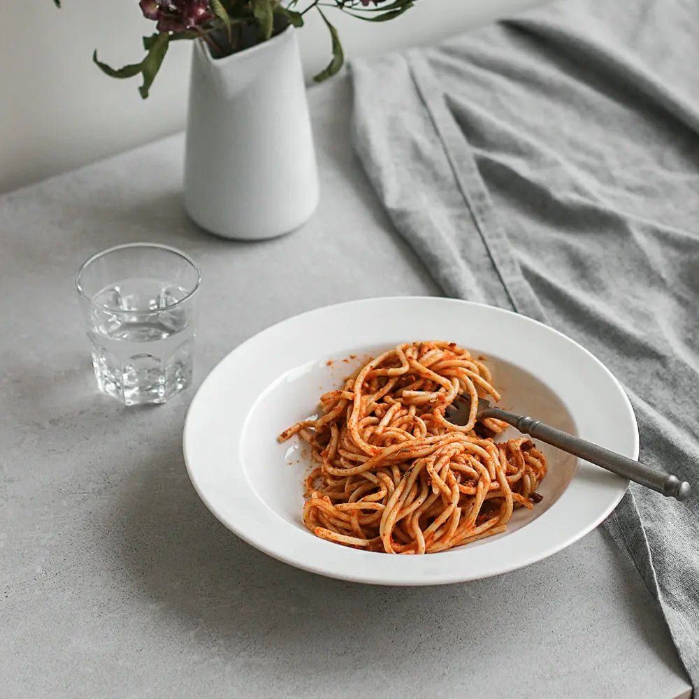 Wedding White Porcelain Wide Rim Pasta Bowls - Set of 4 - Thumbnail 4