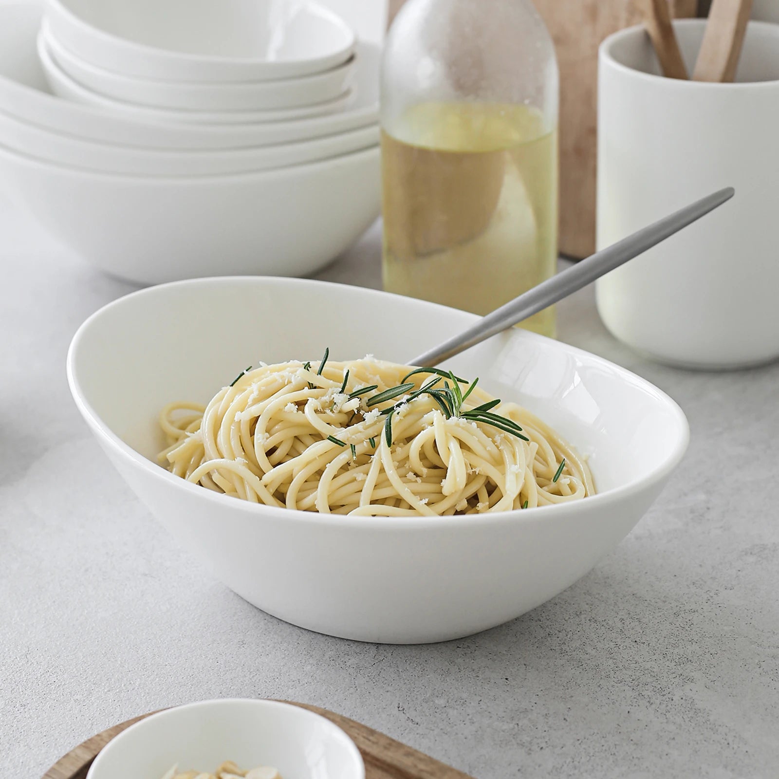 Wedding White Porcelain Oval Serving Bowls - Set of 4 - Thumbnail 2