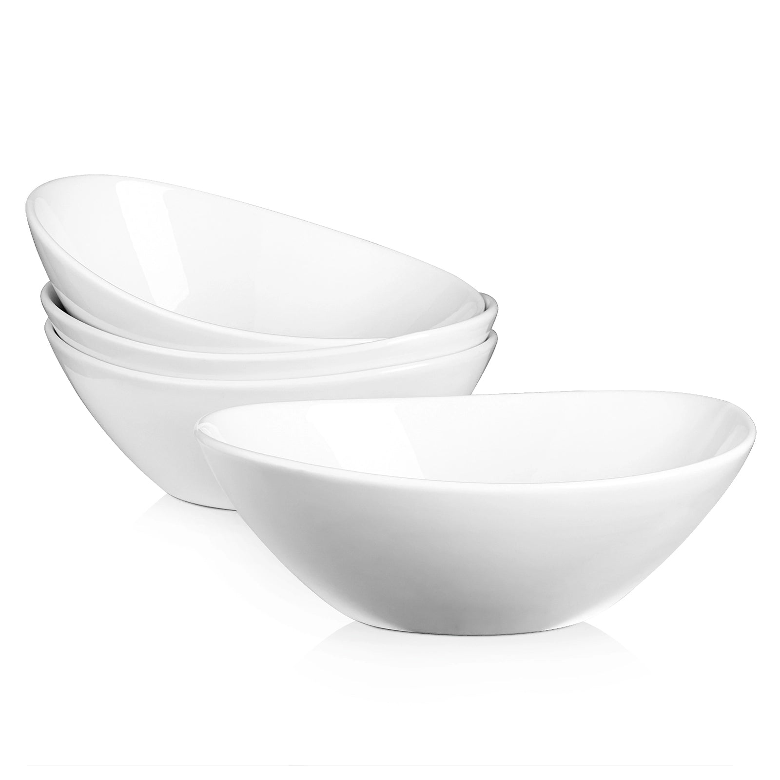 Wedding White Porcelain Oval Serving Bowls - Set of 4